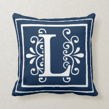 Lettre L blanc de bleu marine de monogramme