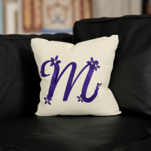 Lettre monogramme M violet avec détails floraux Cr