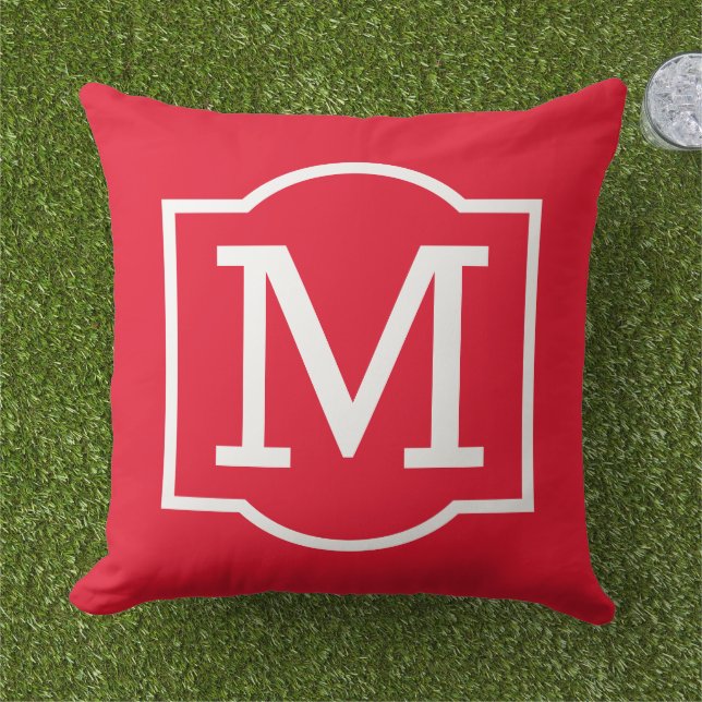 Coussin LETTRE MONOGRAPHIQUE CLASSIQUE ROUGE Personnalisé (Herbe)