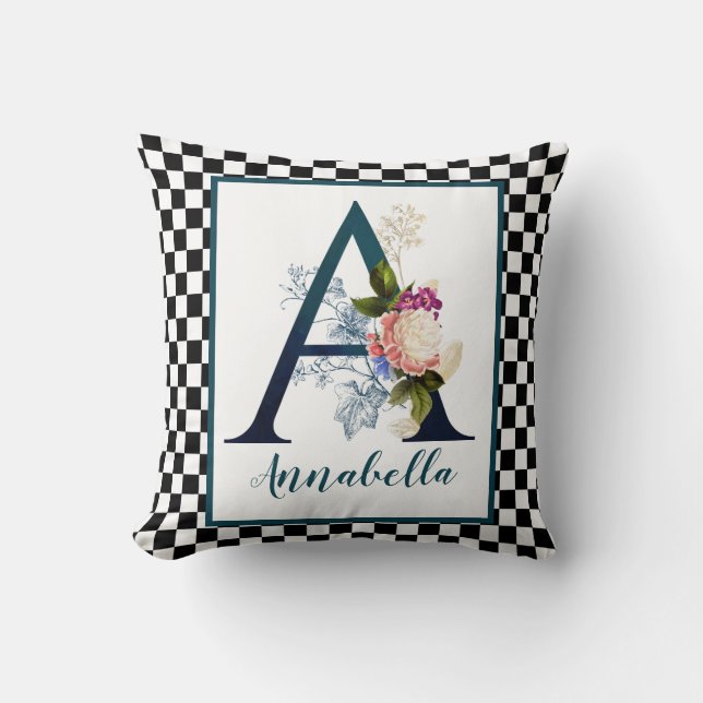 Coussin LETTRE MONOGRAPHIQUE Florale A fantaisie en carton (Recto)