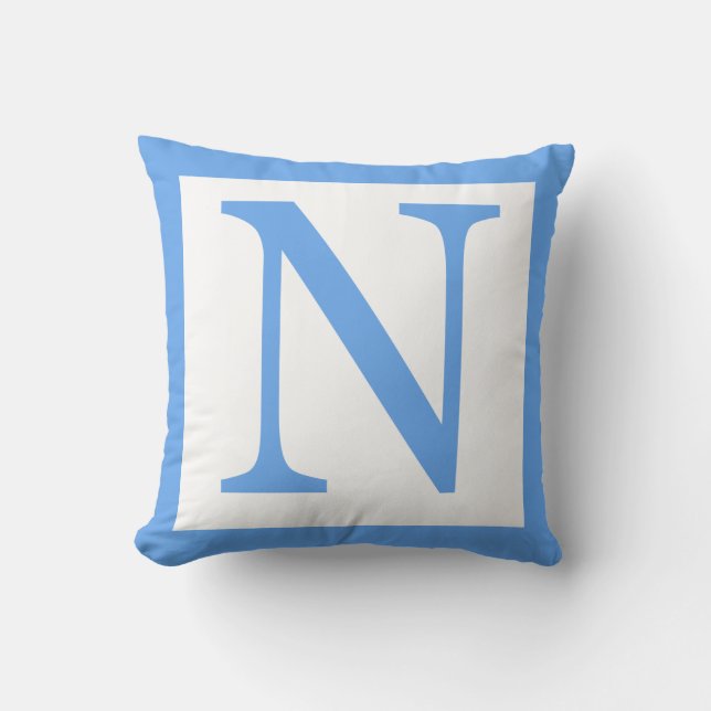 Coussin Lettre N Bordure Bleue Bébé (Recto)