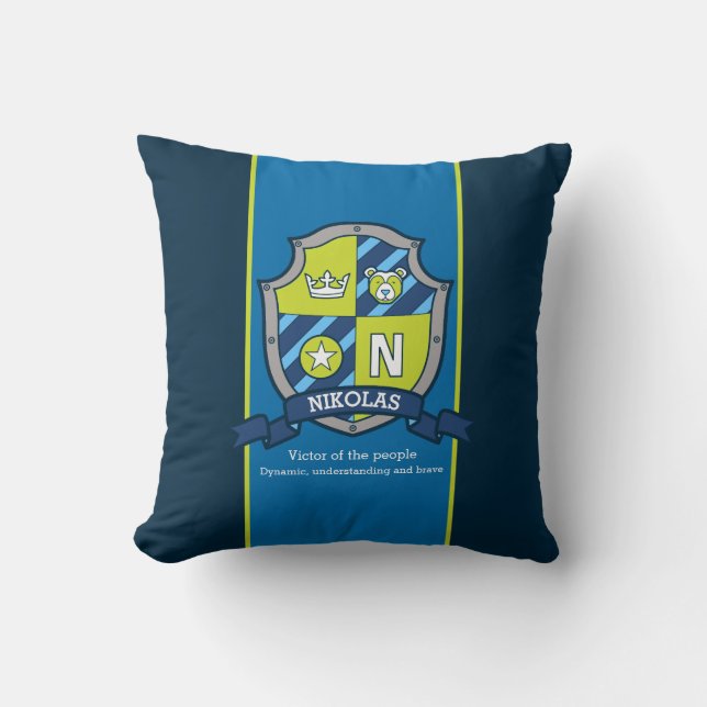 Coussin Lettre N Nikolas nom signifiant personnalisé (Recto)