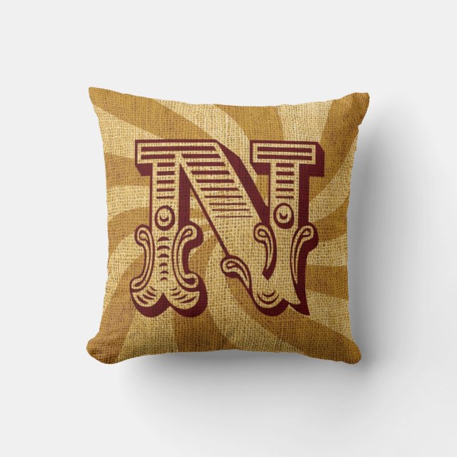 Coussin Lettre N vintage de cirque (Recto)