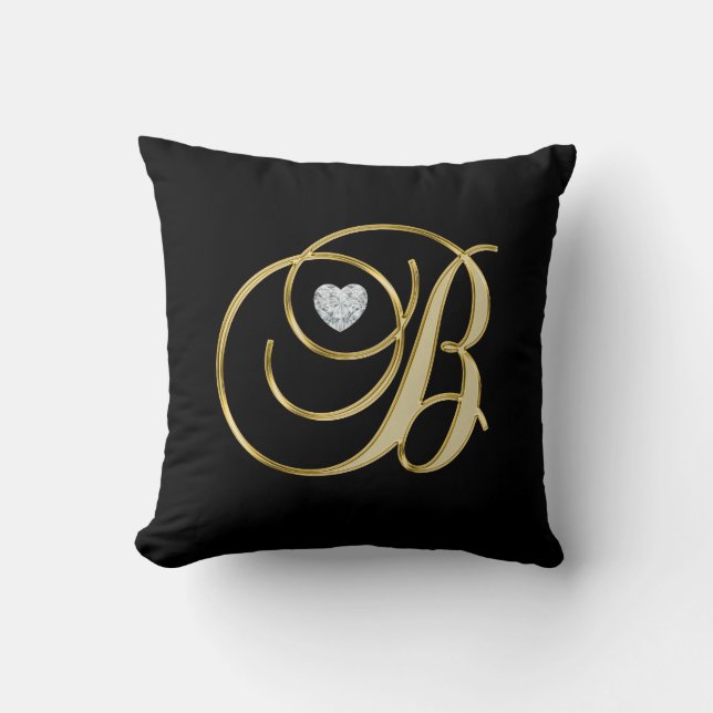 Coussin Lettre noire élégante 'B 'de monogramme de (Recto)