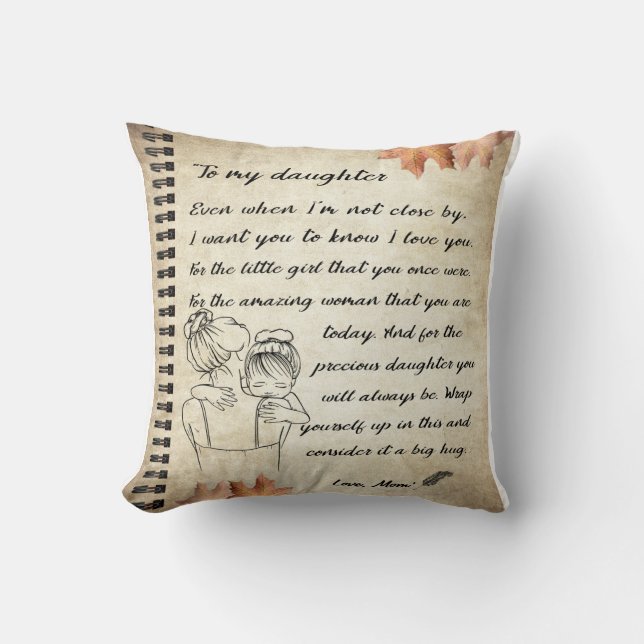 Coussin Lettre personnalisée à ma fille de maman (Recto)