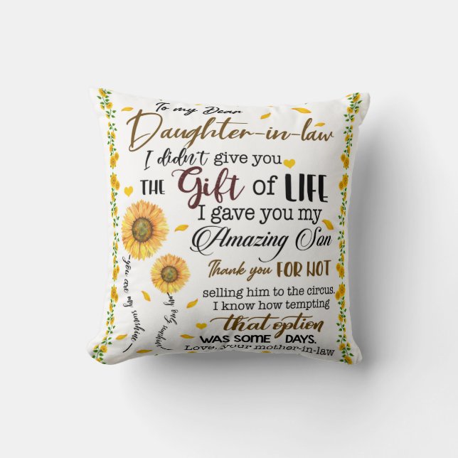 Coussin Lettre Personnalisée À Ma Fille En Droit (Recto)