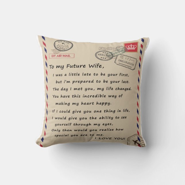 Coussin Lettre personnalisée à ma future femme (Recto)