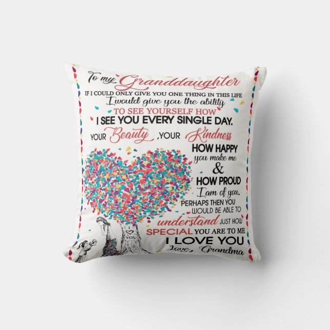 Coussin Lettre personnalisée à ma petite-fille (Recto)