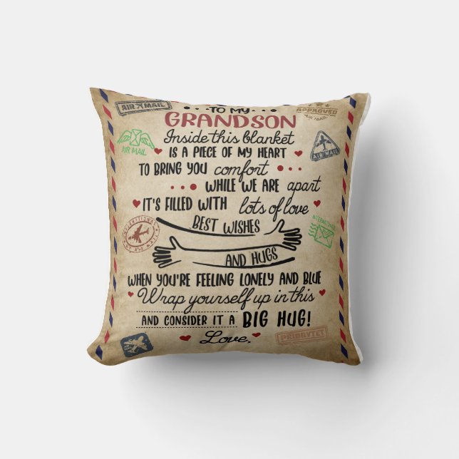 Coussin Lettre Personnalisée À Mon Grand-Fils, Cadeau D'An (Recto)