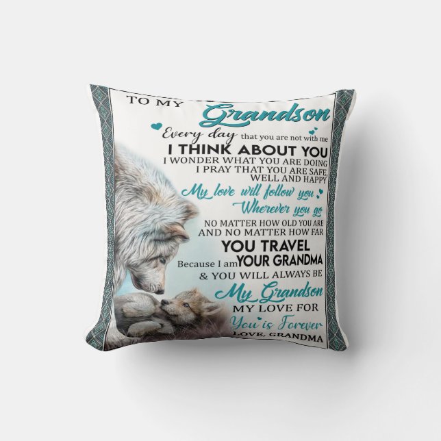 Coussin Lettre personnalisée à mon petit-fils (Recto)