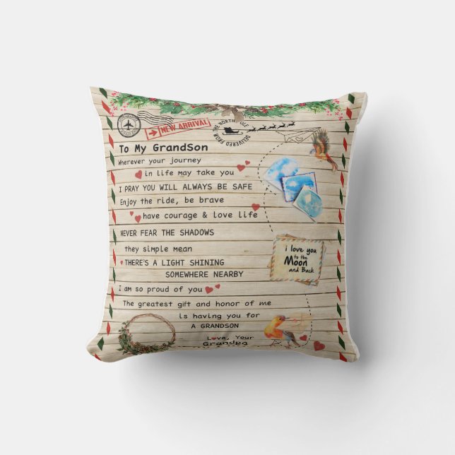Coussin Lettre personnalisée à mon petit-fils de grand-pèr (Recto)