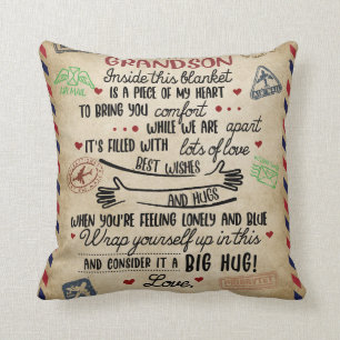 Coussin Lettre personnalisée à mon petit-fils, petit-fil