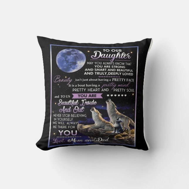 Coussin Lettre personnalisée à notre fille (Recto)