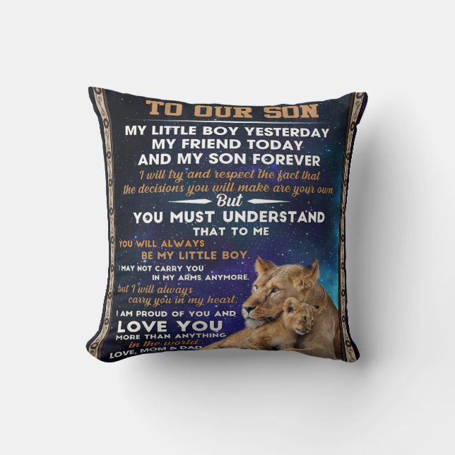 Coussin Lettre personnalisée à notre fils| Cadeau d'annive (Recto)