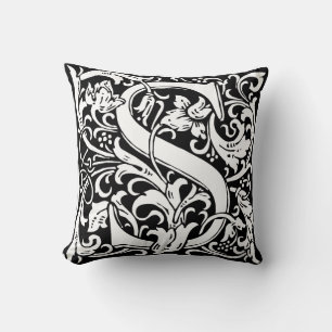 Coussin Lettre S Monogramme médiéval Art Nouveau