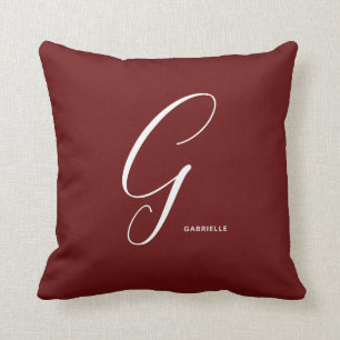 Coussin Lettre Script monogramme simple G Rouge d'automne