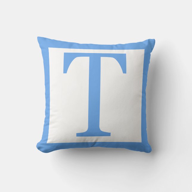 Coussin Lettre T Bébé Bleu Bordure (Recto)