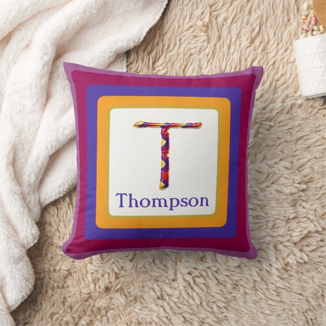 Coussin Lettre teinture colorée T Monogramme initial (Couverture)