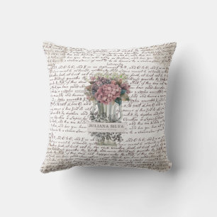 Coussin Lettre tendance dans un style script floral vintag