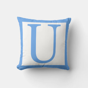 Coussin Lettre U Bébé Bordure bleue