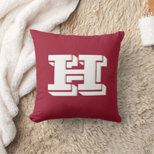 Coussin Lettre universitaire cramoisie et blanche Monogram