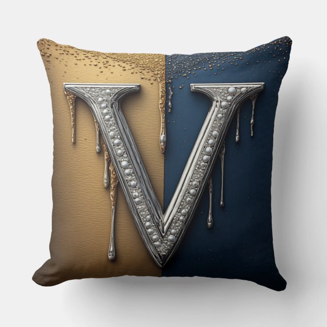 Coussin Lettre V Monogramme Avec Diamants Perles (Recto)