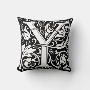 Coussin Lettre Y Monogramme médiéval Art Nouveau