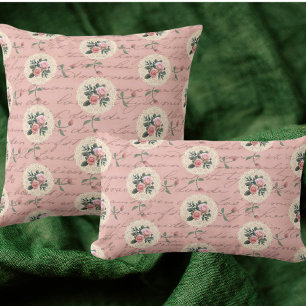 Coussin Lettres anciennes Roses Vintages sur dentelles