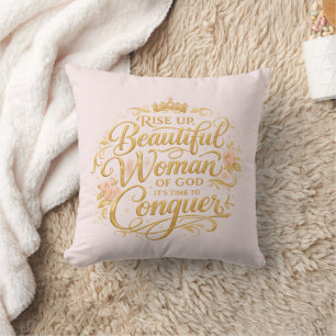 Coussin Lève-toi, belle femme de Dieu Rose
