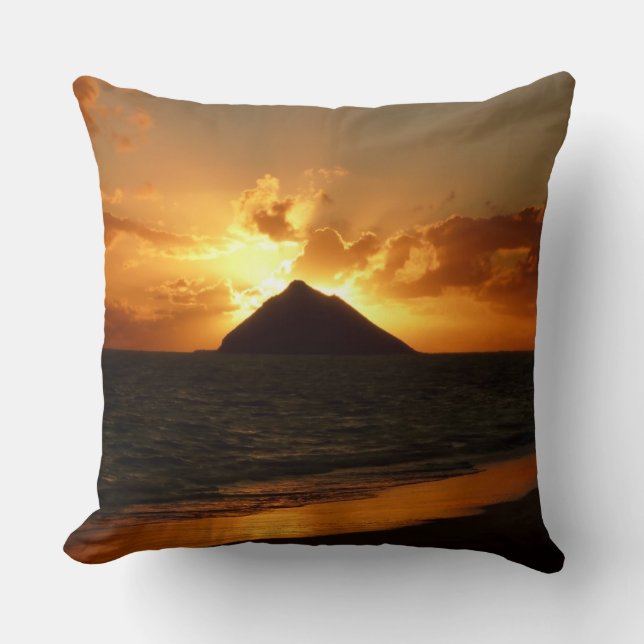 Coussin Lever de soleil d'Hawaï au carreau de plage (Recto)