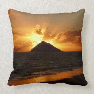 Coussin Lever de soleil d'Hawaï au carreau de plage