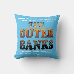 Coussin Lever du soleil sur Outer Banks Texte Et Villes OB