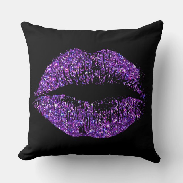 Coussin Lèvres à Parties scintillant violette #3 (Recto)