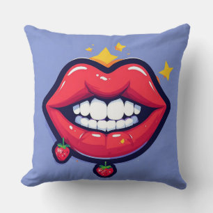Coussin 🌸 Lèvres Brillantes Glamour Chic Style Maison 🌸