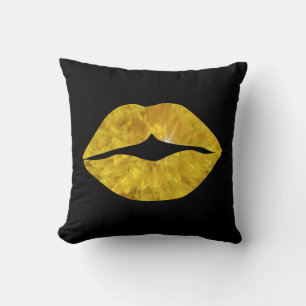 Coussin Lèvres Florales Jaune Ensoleillé
