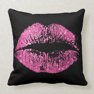 Coussin Lèvres roses de parties scintillantes