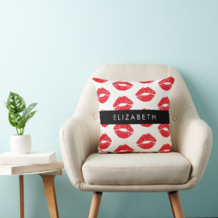Coussin Lèvres Rouges, Rouge, Motif Des Lèvres, Votre Nom