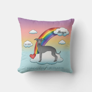 Coussin Lévrier Italien Bleu Chien Mignon Arc-en-Ciel Mémo