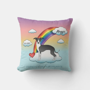 Coussin Lévrier Italien Noir Et Blanc Arc-en-Ciel Mémorial