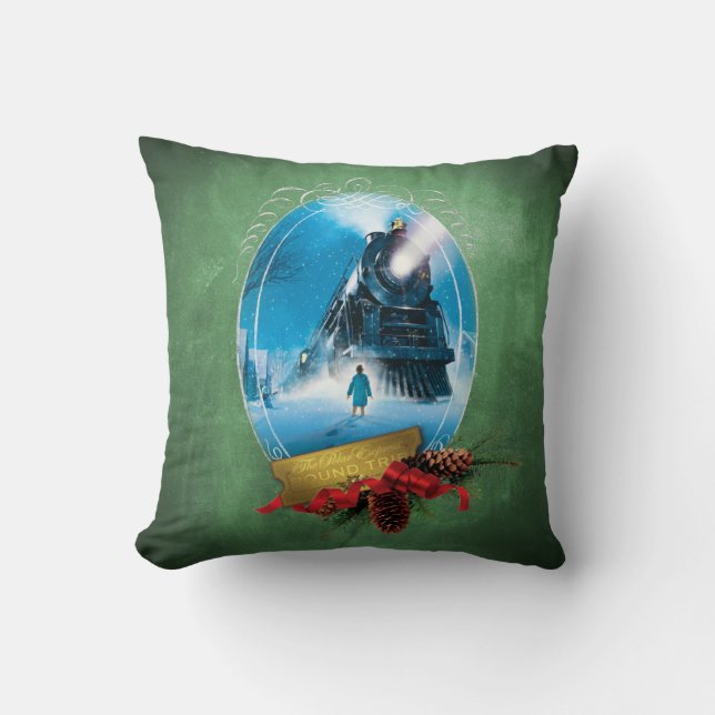 Coussin L'Express polaire | Arrivée du train encadré de va (Recto)