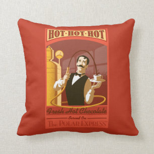 Coussin L'Express polaire   Chocolat chaud Vintage Art