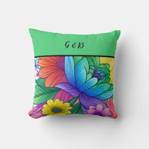 Coussin lgbtq arc-en-ciel floral