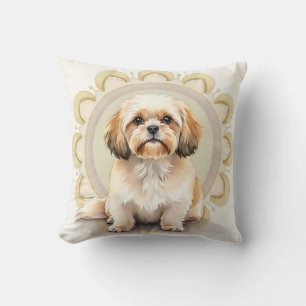 Coussin Lhasa Apso Aquarelle Mandala Cercle Art