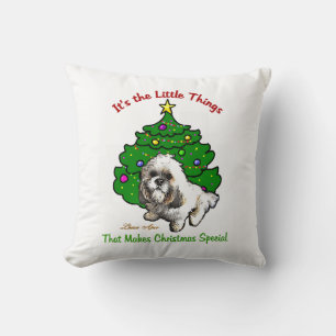 Coussin Lhasa Apso Noël