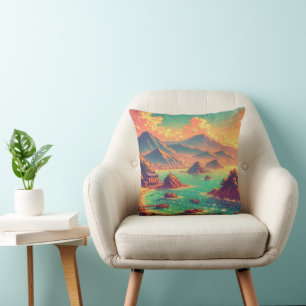 Coussin L'heure dorée au bord de la baie