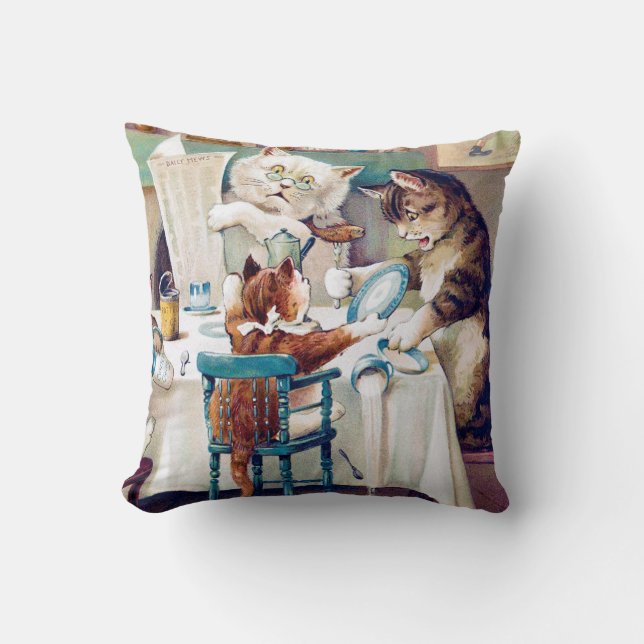 Coussin L'heure du petit-déjeuner des chats, Louis Wain (Recto)