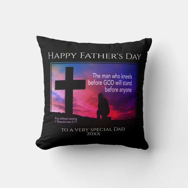 Coussin L'HOMME QUI S'INQUIÈTE DEVANT DIEU Fête des pères  (Recto)