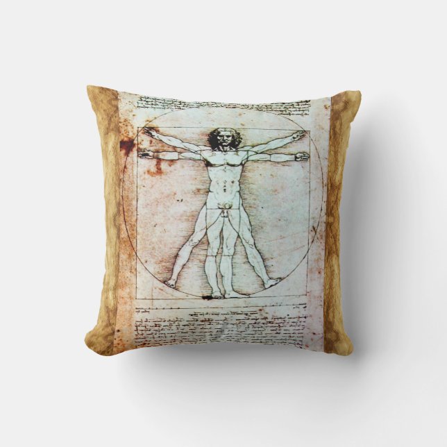 Coussin L'HOMME VITRUVIEN - Parchemin antique (Recto)