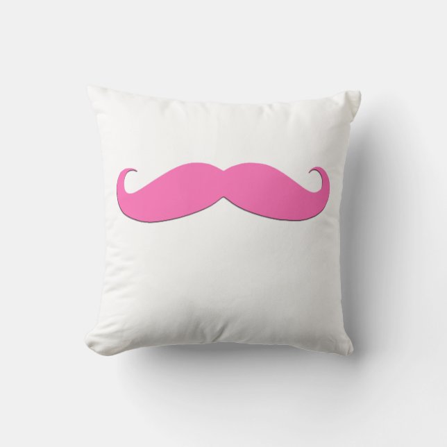 Coussin L'humour rose de moustache de noir de moustache (Recto)