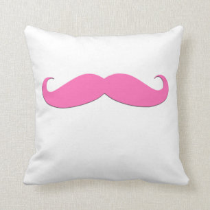 Coussin L'humour rose de moustache de noir de moustache